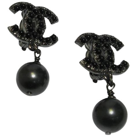 chanel black pearl|chanel black pearl earrings.